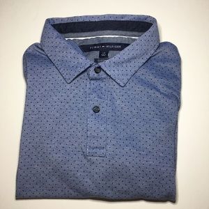 Tommy Hilfiger Polo Shirt Blue with Dots Size L